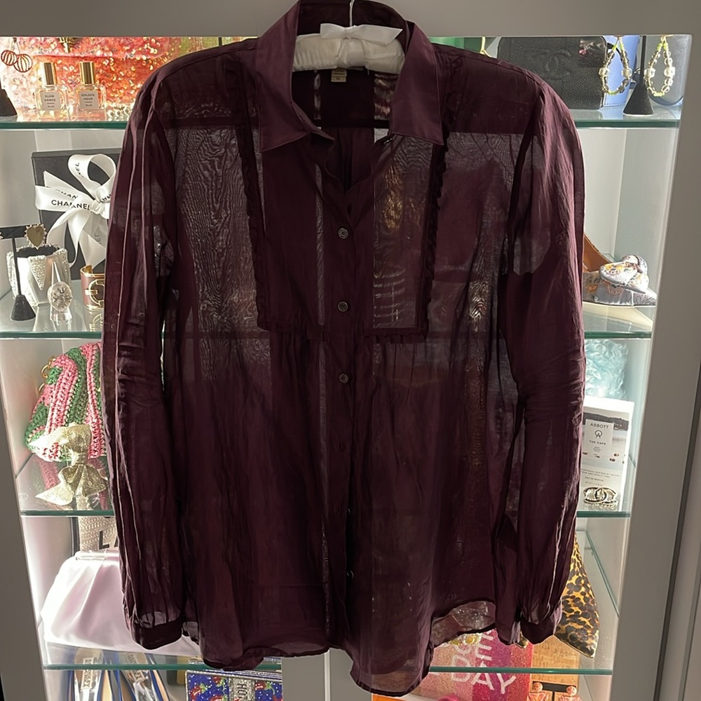Burberry BRIT Deep Burgundy Button-Down Shirt